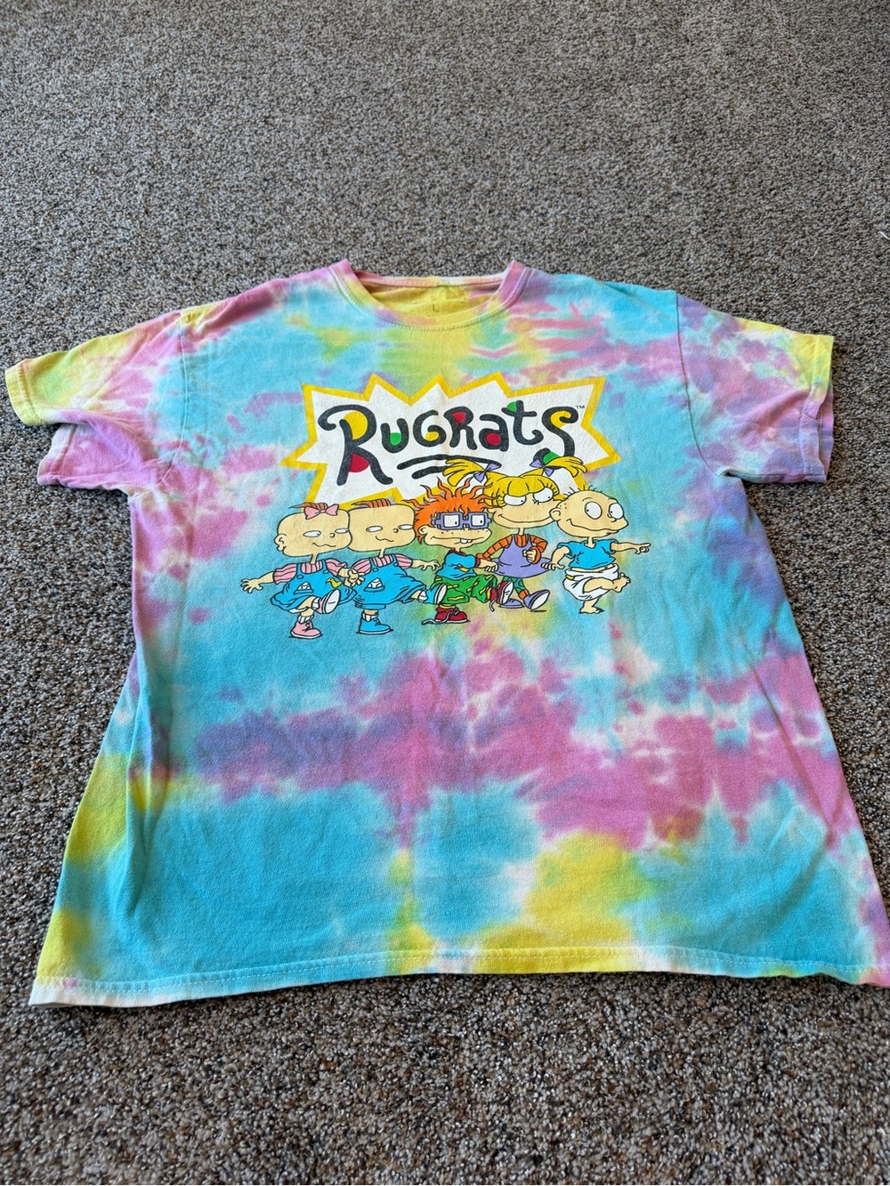 Rugrats Tie Dye Graphic T Shirt Large Tommy Chuckie Angelica 90s Cartoon